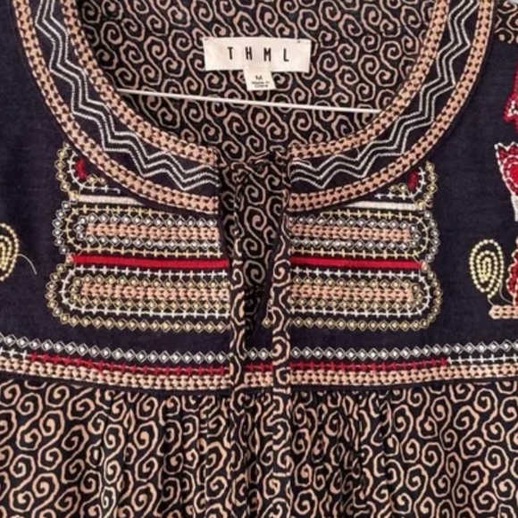 THML Anthropologie Tank Top Size XL Multicolor Embroider Sleeveless VNeck Tassel - Picture 3 of 6